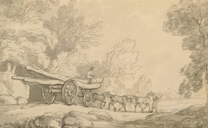 Een Houten Wagen, ca.1790 door Thomas Rowlandson